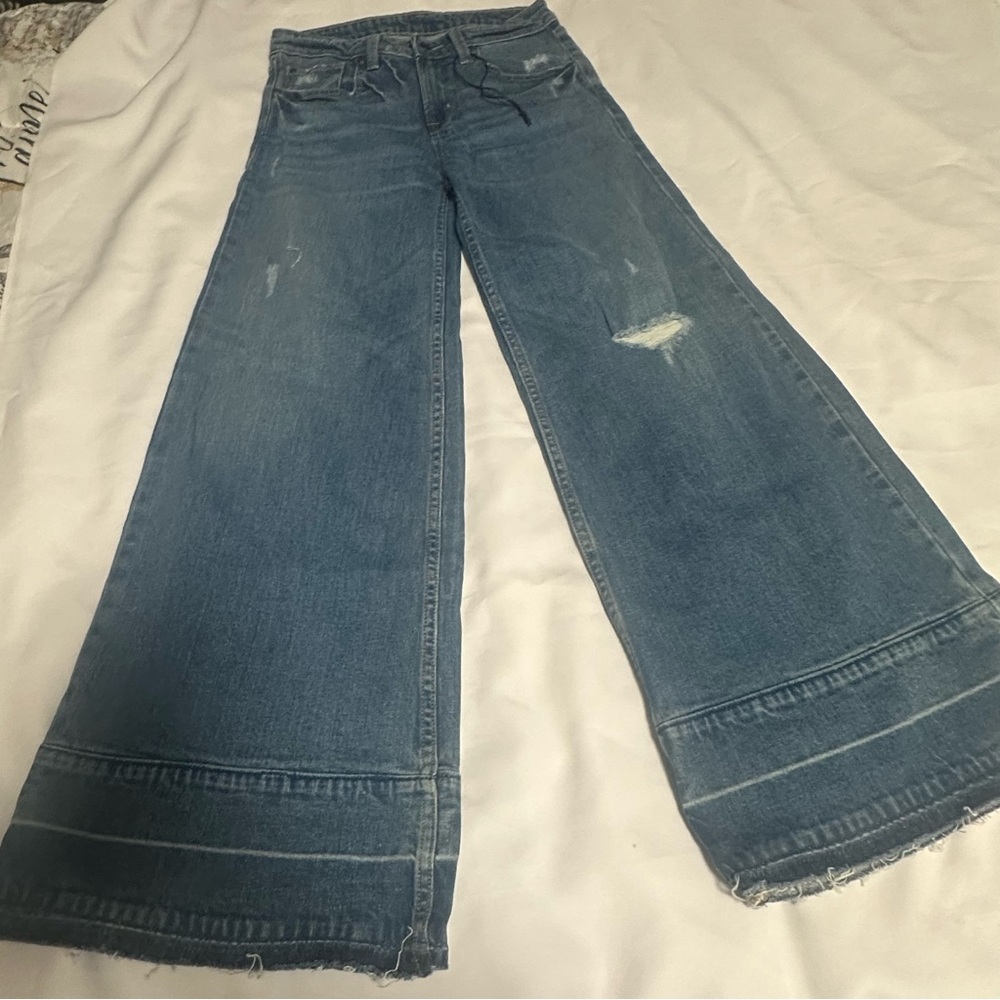 Wide-Leg women's Blue Jeans Industrial Apparel size 8